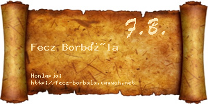Fecz Borbála névjegykártya
